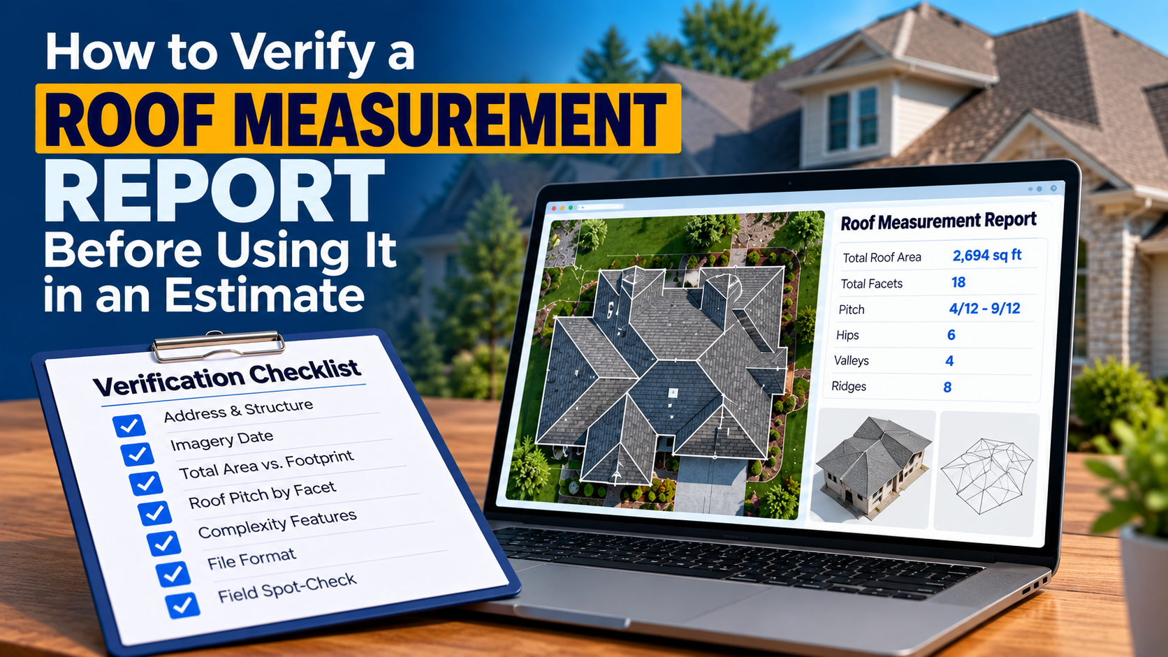 How to verify a roof measurement report using a roof measurement checklist and digital roof analysis